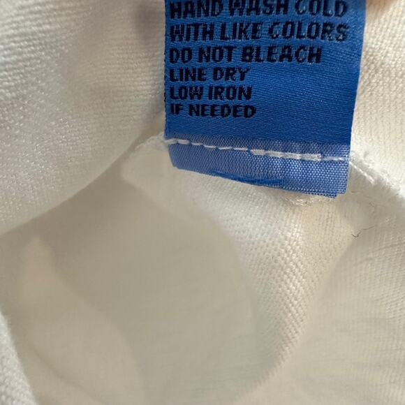 J. McLaughlin Athena Linen Blouse White Sleeveless Top Ruffle V Neck Tank Small - Picture 8 of 10